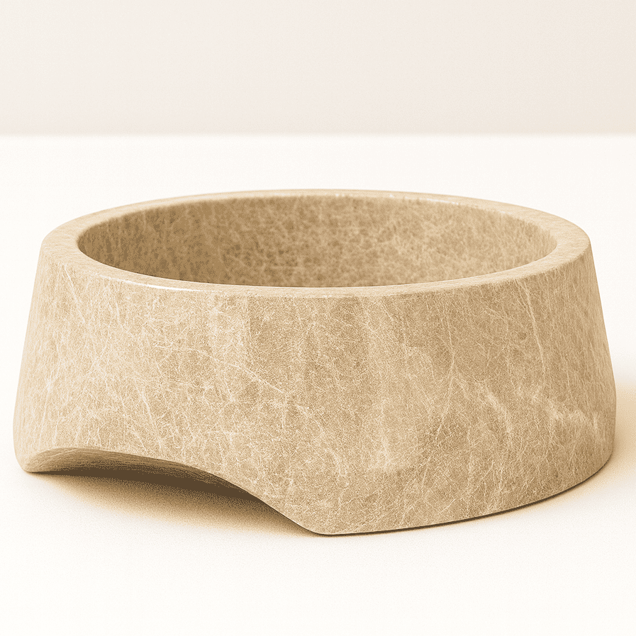 Beige marble bowl on a white background