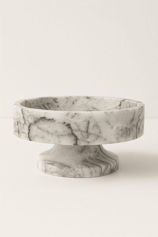 Marble pedestal bowl on a white background by aurora marble