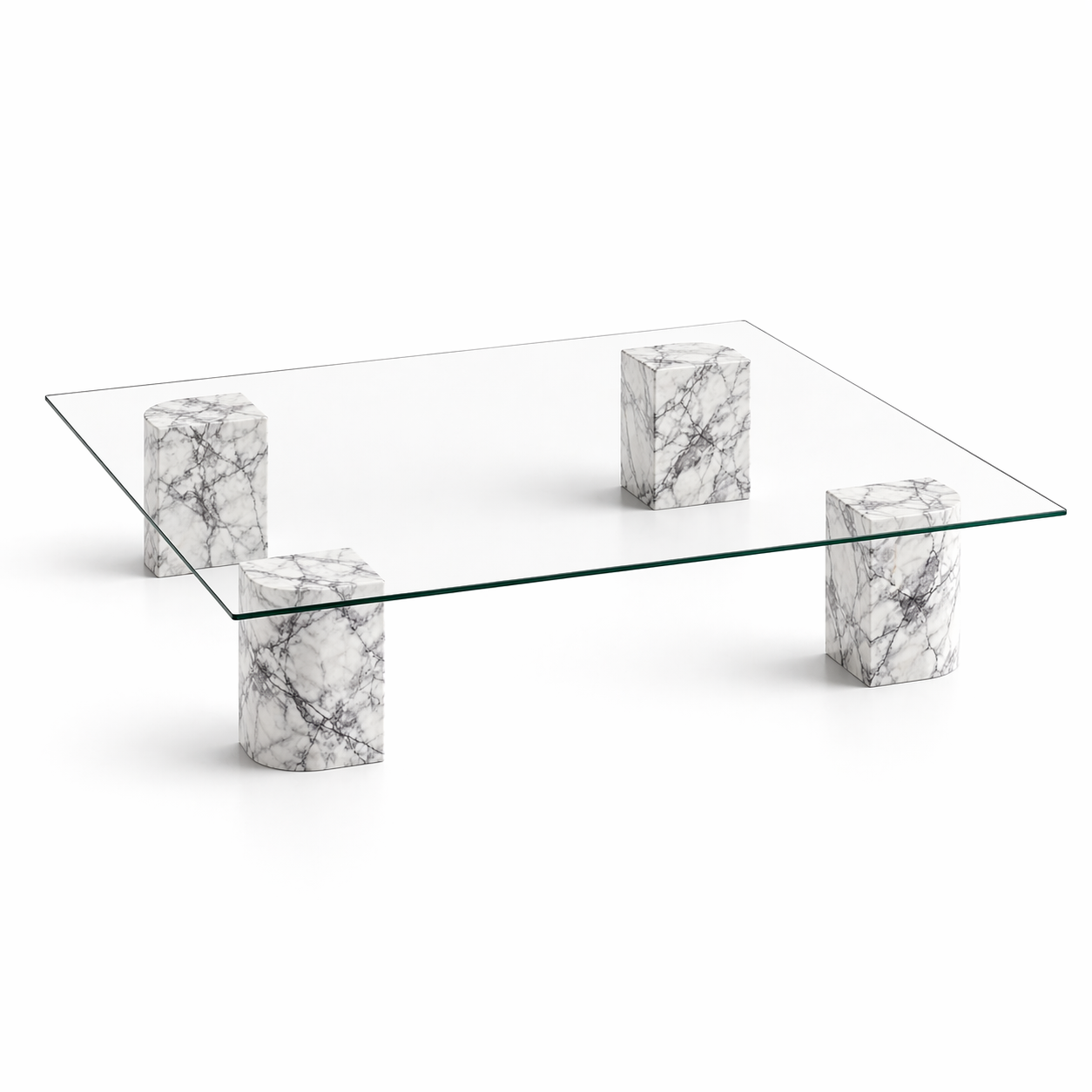 SPÖKE Glass top marble coffee table