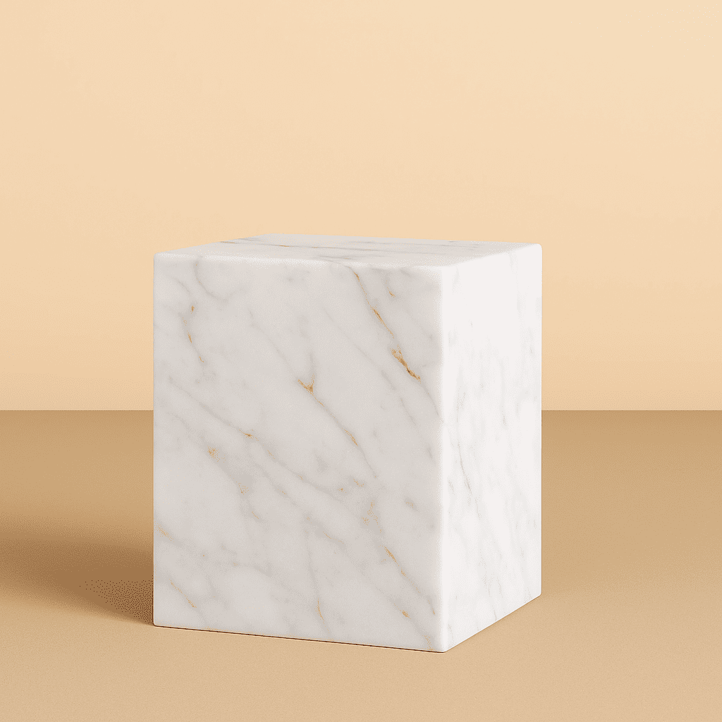 carrara marble cube side table from aurora marble