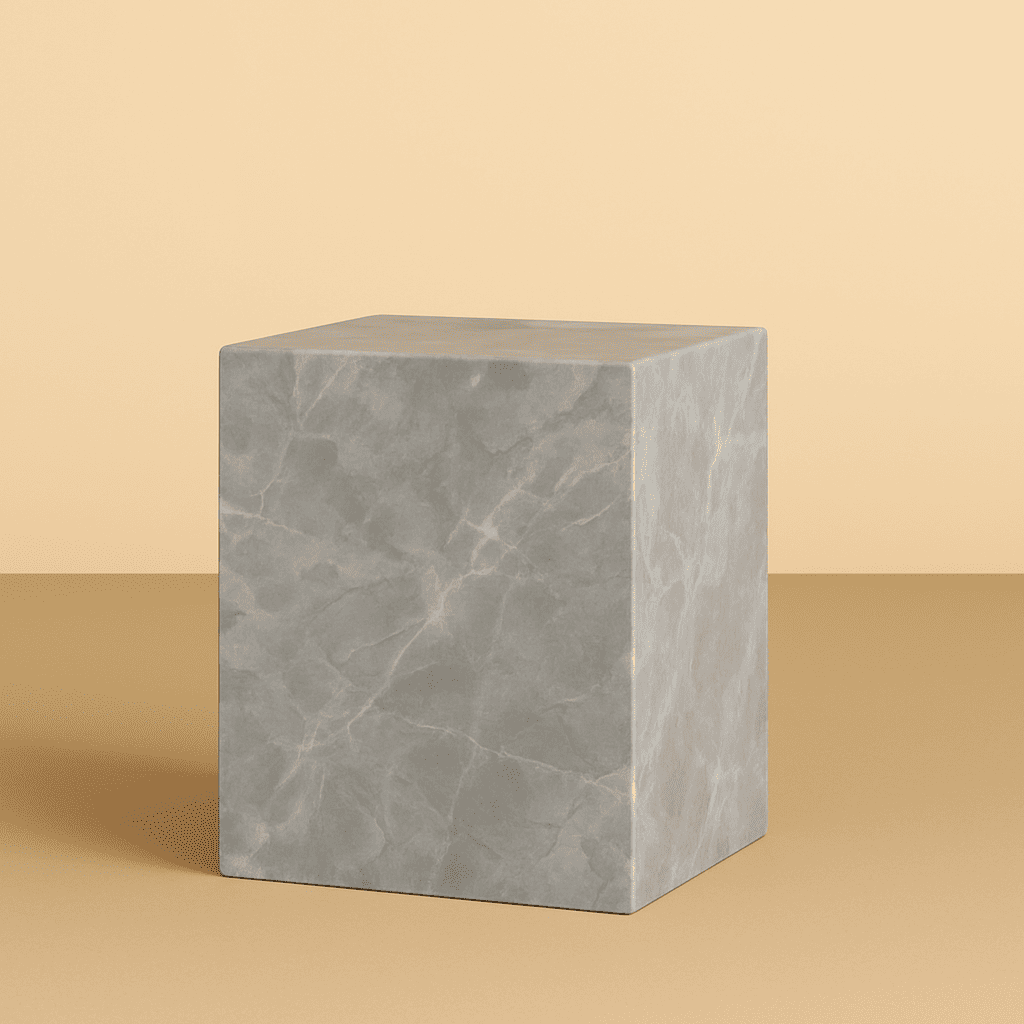 Grey marble cube side table from aurora marble