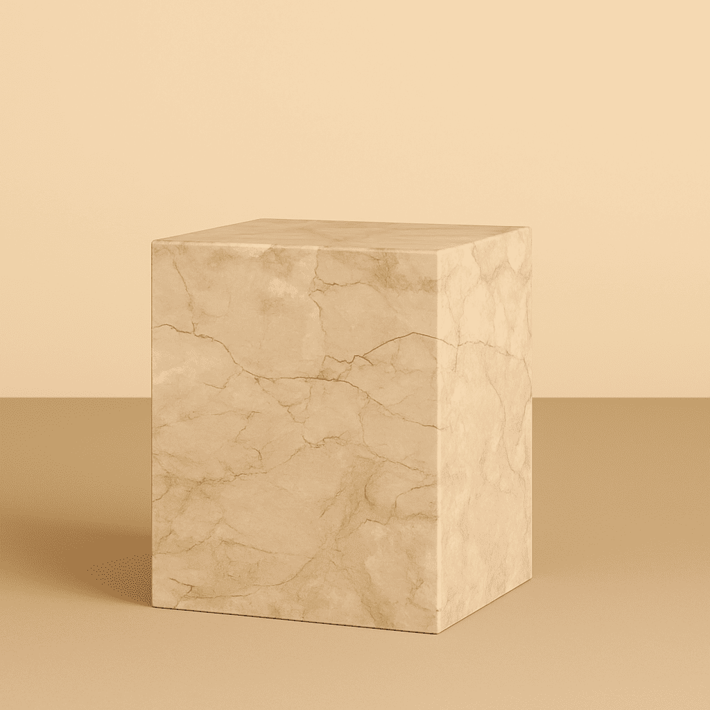 Beige marble cube side table from aurora marble