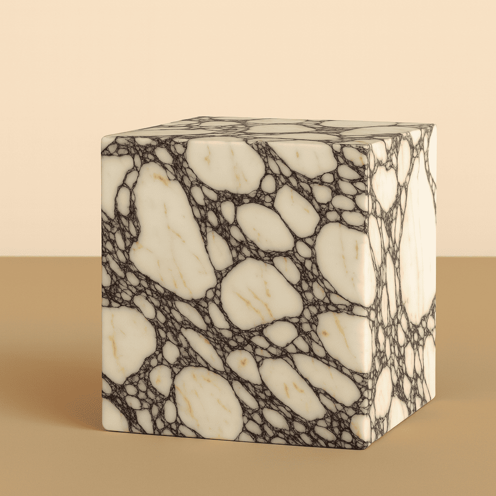 calacatta viola marble cube side table from aurora marble
