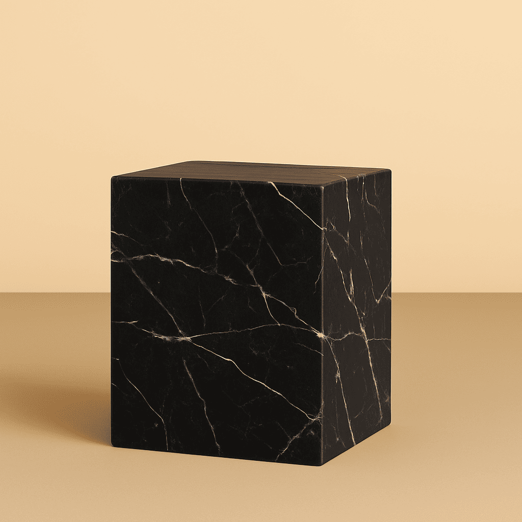 marquina marble cube side table from aurora marble