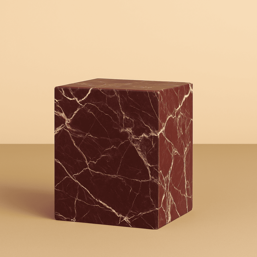 rosso levanto marble cube side table from aurora marble