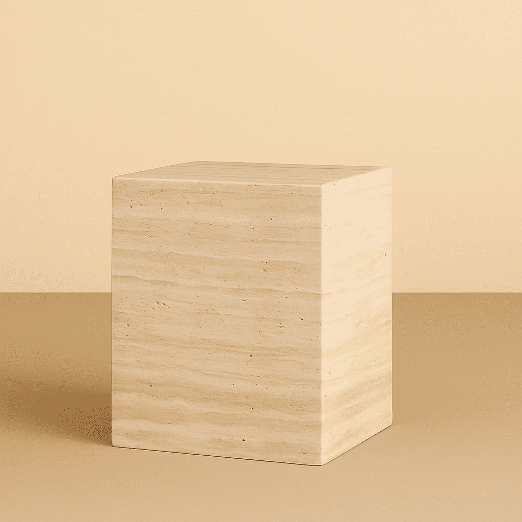 travertine marble cube side table from aurora marble