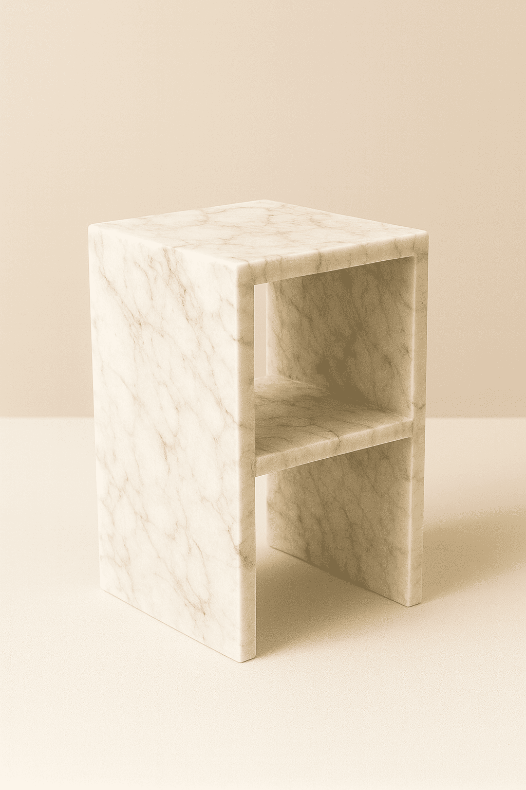 Marble bedsıde table with a shelf from aurora marble
