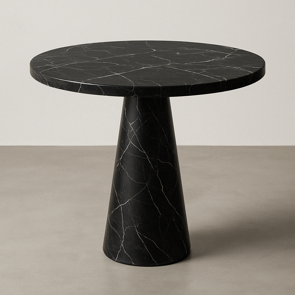 Lunaria nero marquina marble side table from aurora marble, handmade end table.