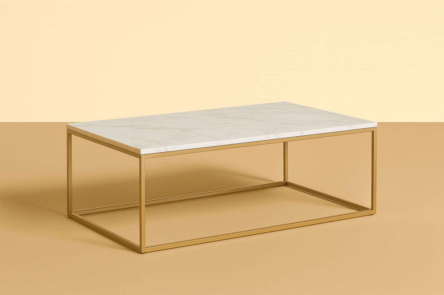 Coffee table with marble top and gold
