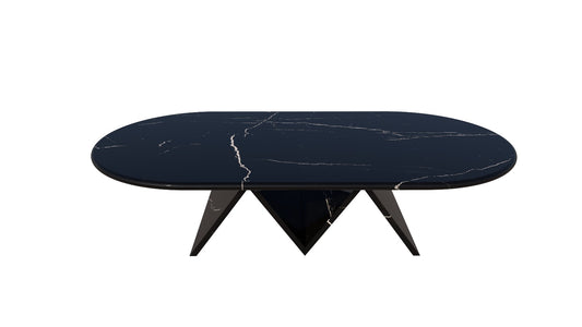 Black marble coffee table with a white background
