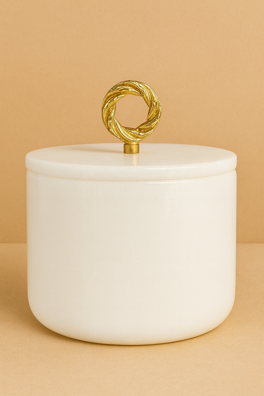 white marble jar container