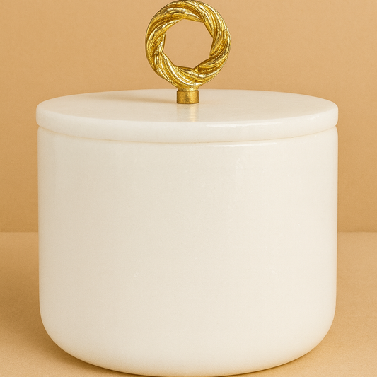 white marble jar container
