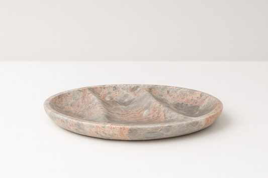 Breccia rosata handmade tray with three sections