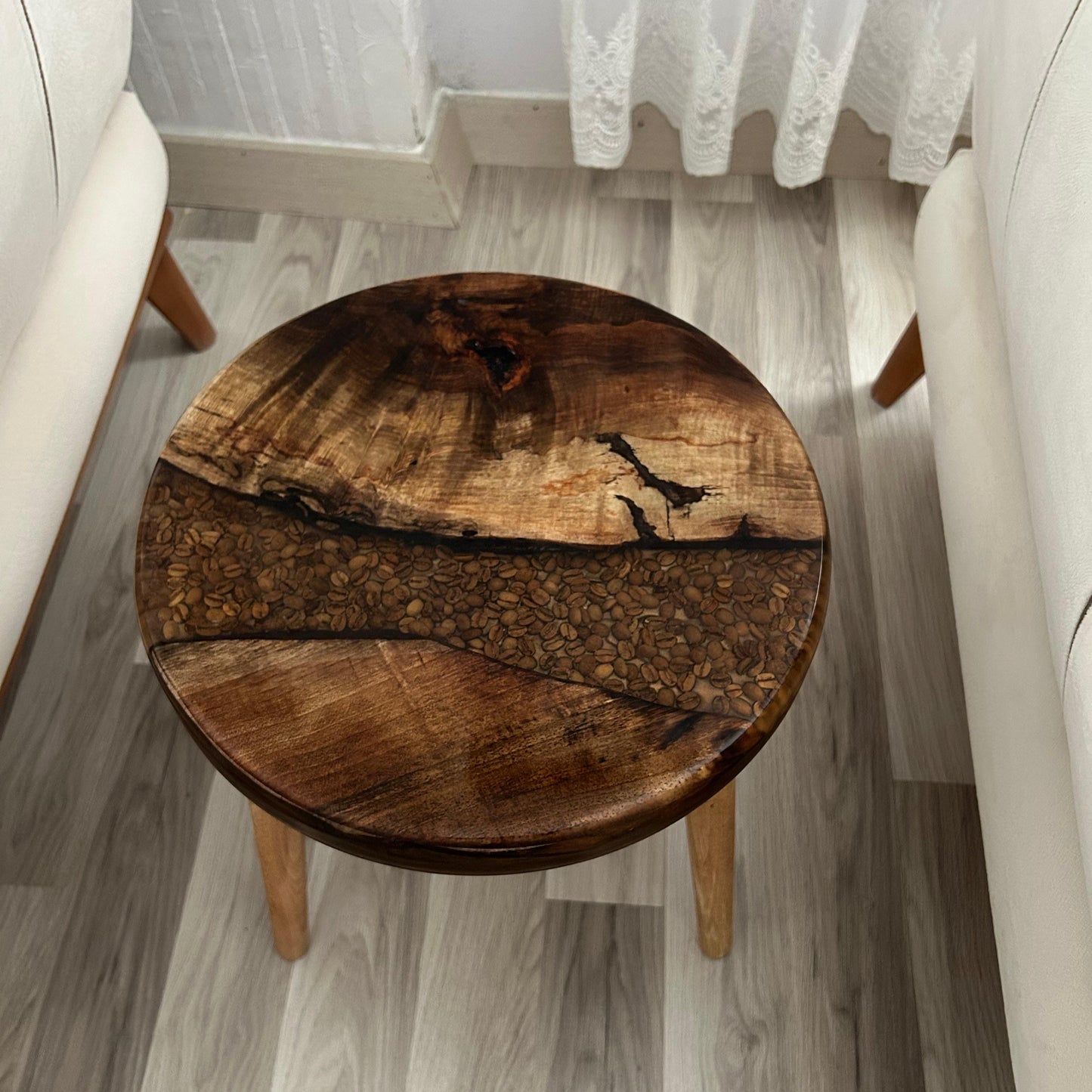 Handmade Walnut Wood Side Table