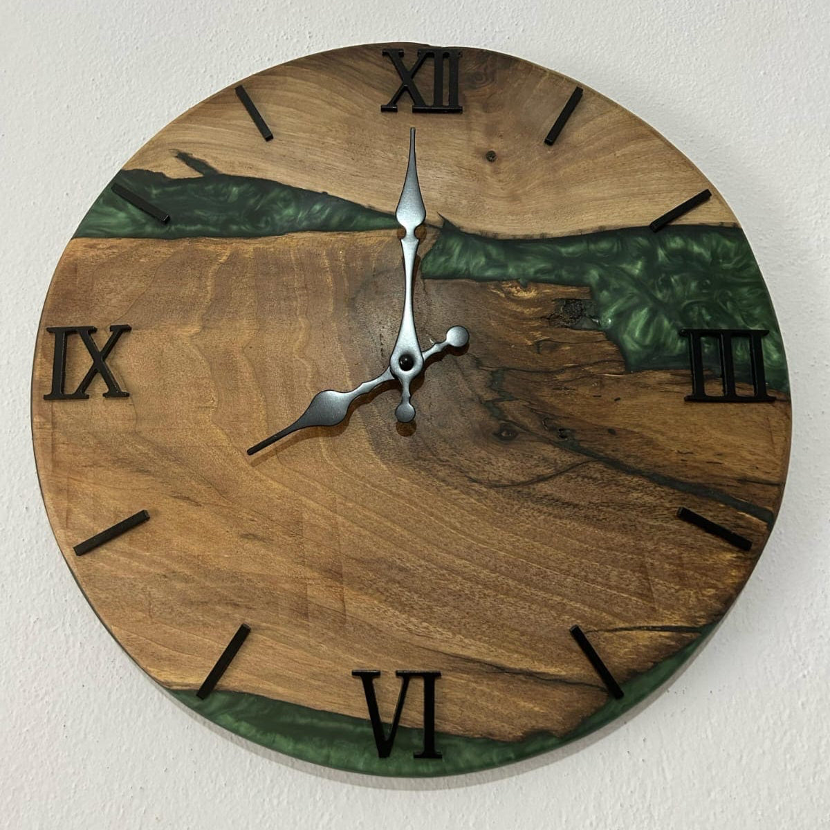 Fully handmade walnut wooden clock