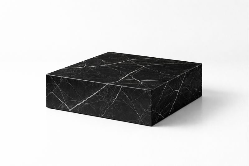 Black marble rectangular block on a white background