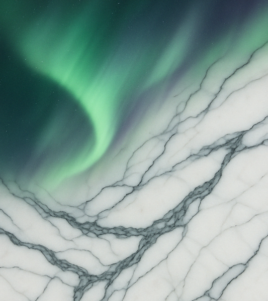 Shapes of the Nature: The Artistry of Marble and the Northern Lights