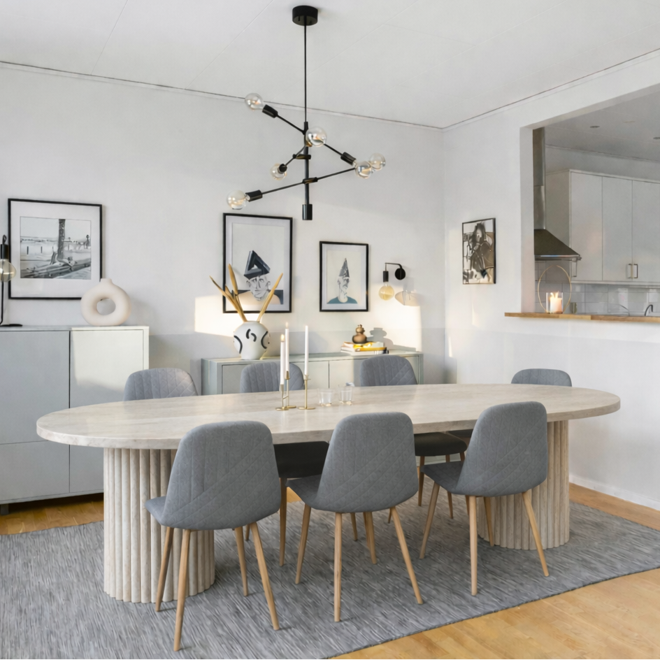 marble dining table made of travertine
