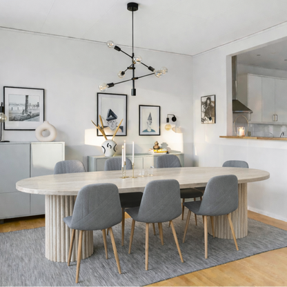 marble dining table made of travertine
