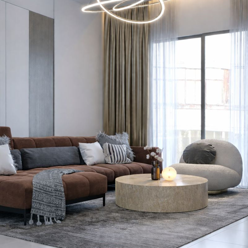 ARCOS coffee table in travertine made of natural marble