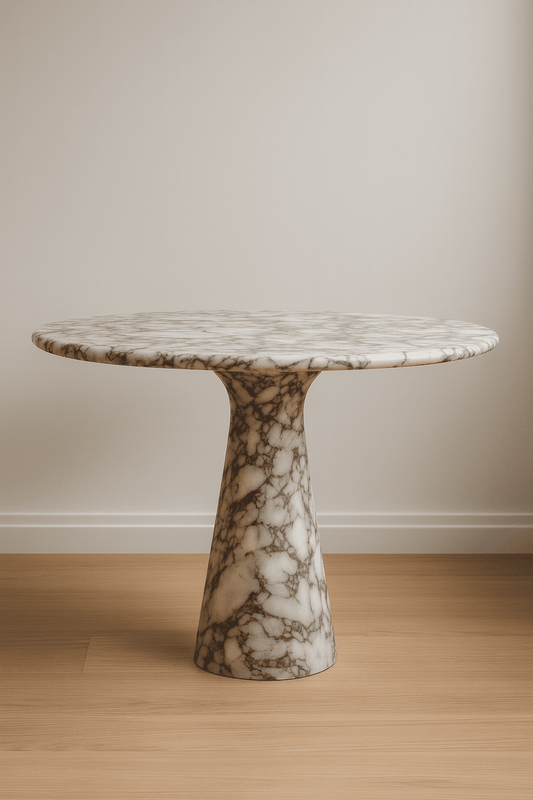 Marble dining table made by aurora marble calacatta viola