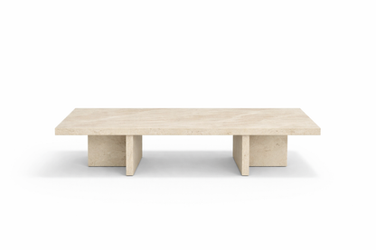 beige marble coffee table on a white background