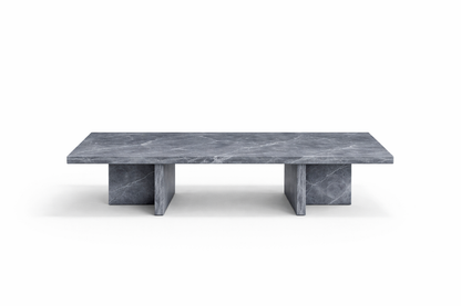Gray rectangular marble coffee table on a white background