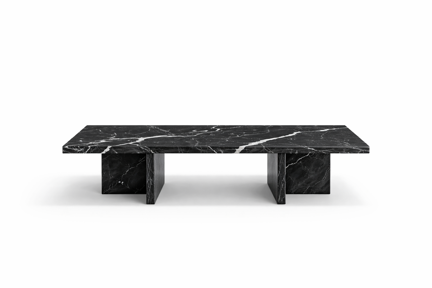Black marble coffee table on a white background