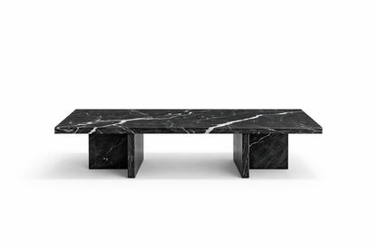 Black marble coffee table on a white background