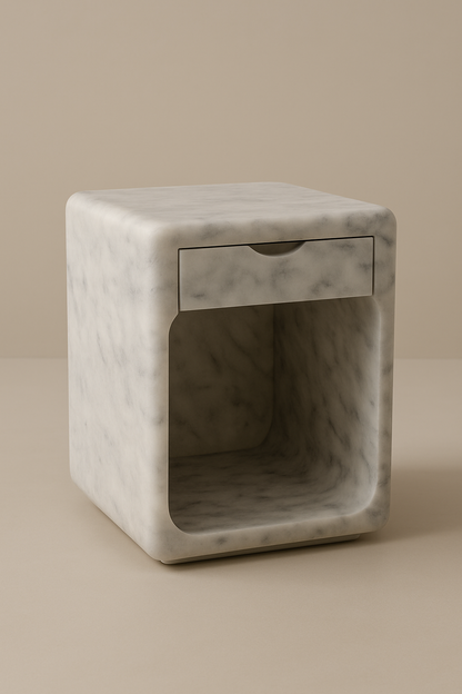 Luxry bedroom decor with marble bedside table furniture by Aurora Marble all handmade by artisans