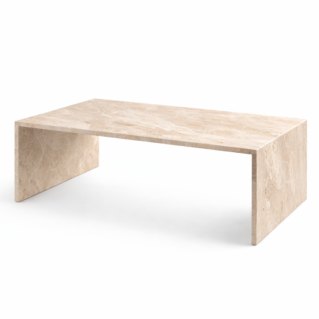 DOLCE marble coffee table in beige marble - luxury handcrafted furniture