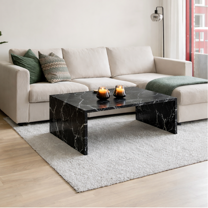 DOLCE marble coffee table in black Nero Marquina marble - handmade by Aurora Marble