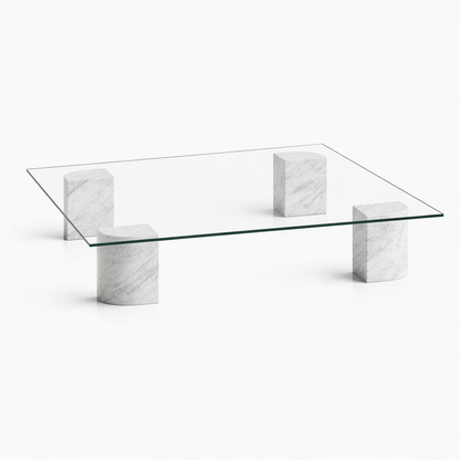 SPÖKE Glass top marble coffee table