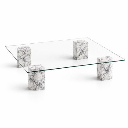 SPÖKE Glass top marble coffee table