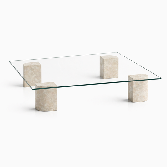SPÖKE Glass top marble coffee table