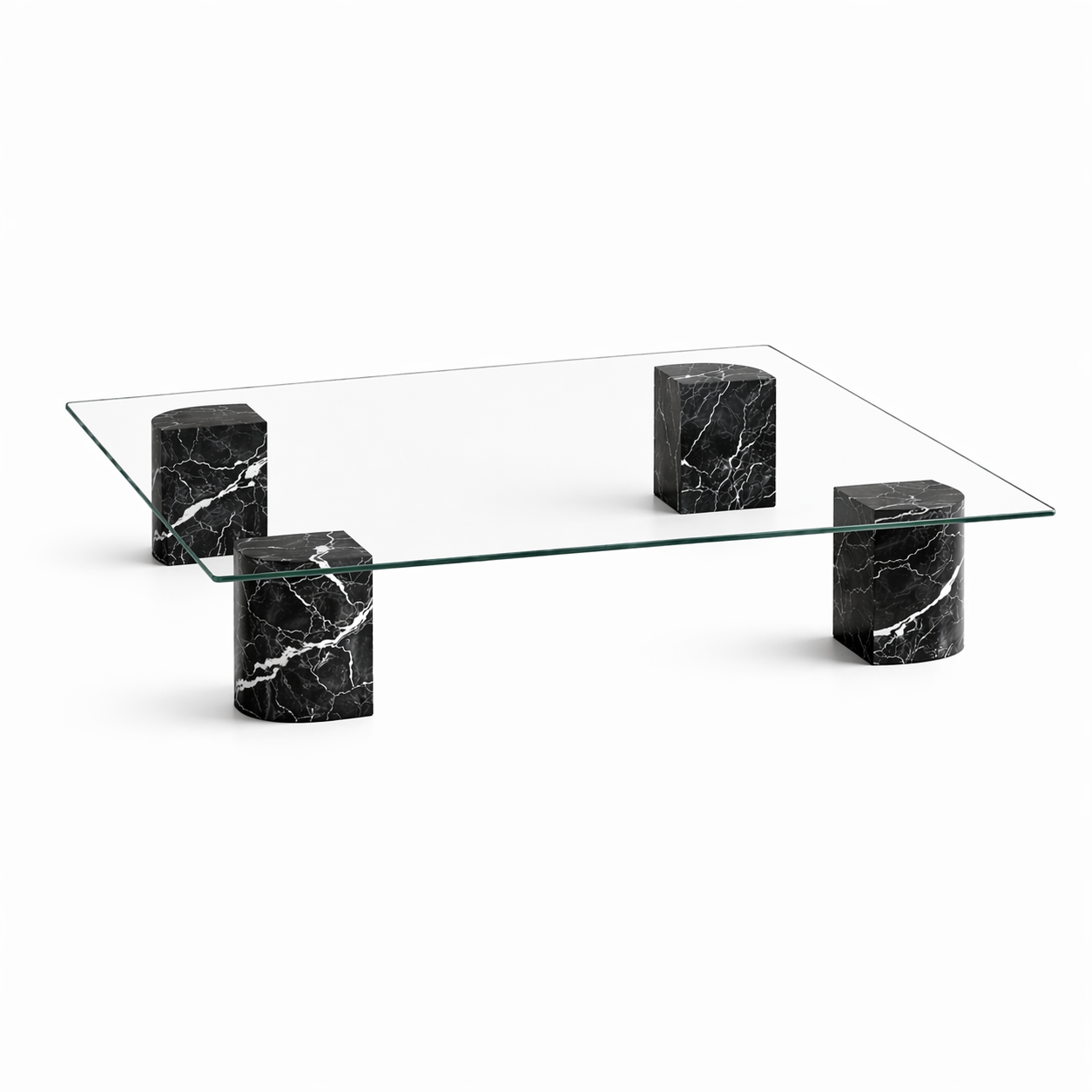 SPÖKE Glass top marble coffee table