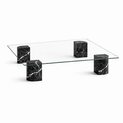 SPÖKE Glass top marble coffee table