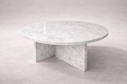 white Marble dining table on a plain background