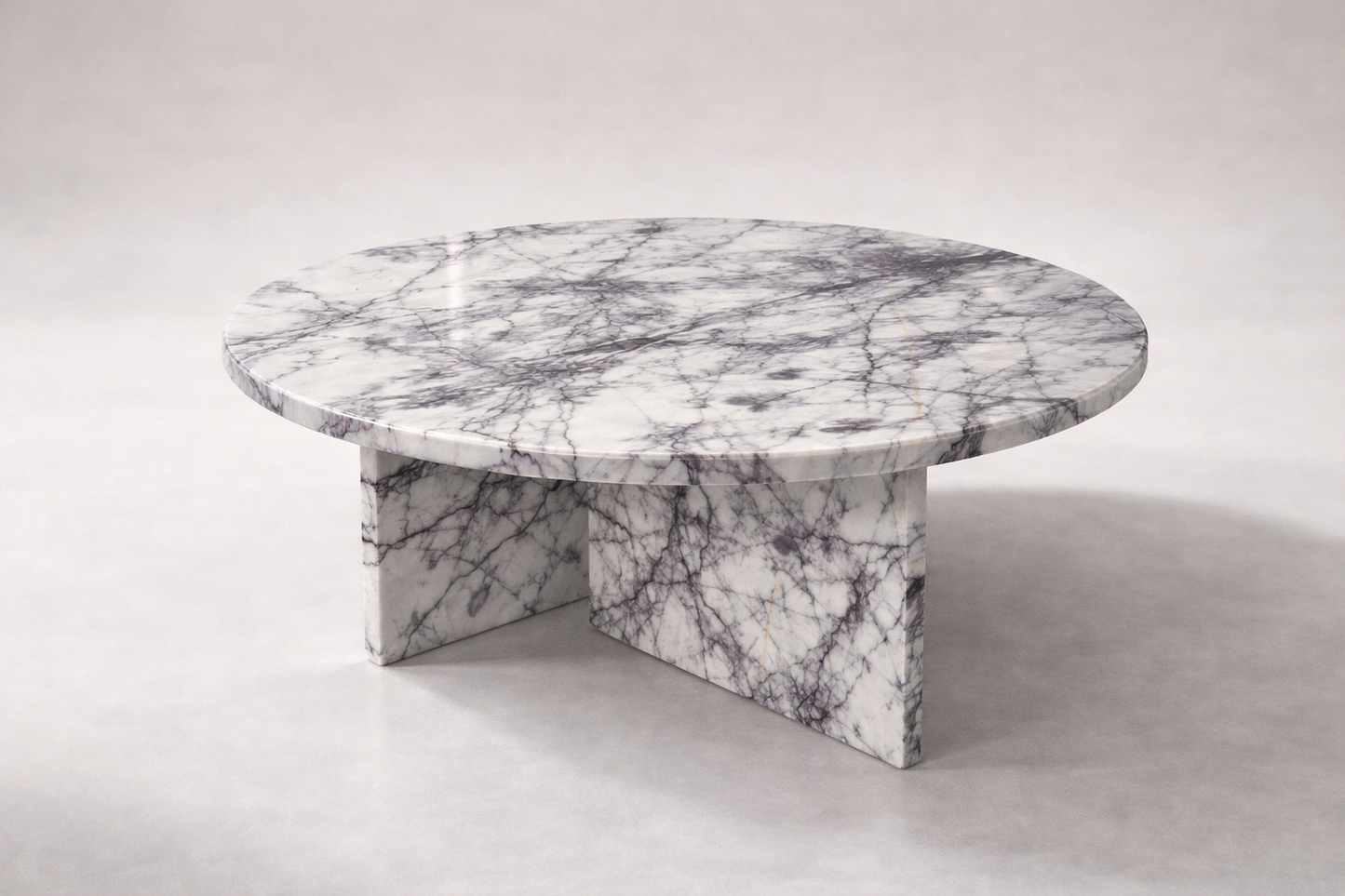 Marble coffee table with a gray and white pattern on a white background