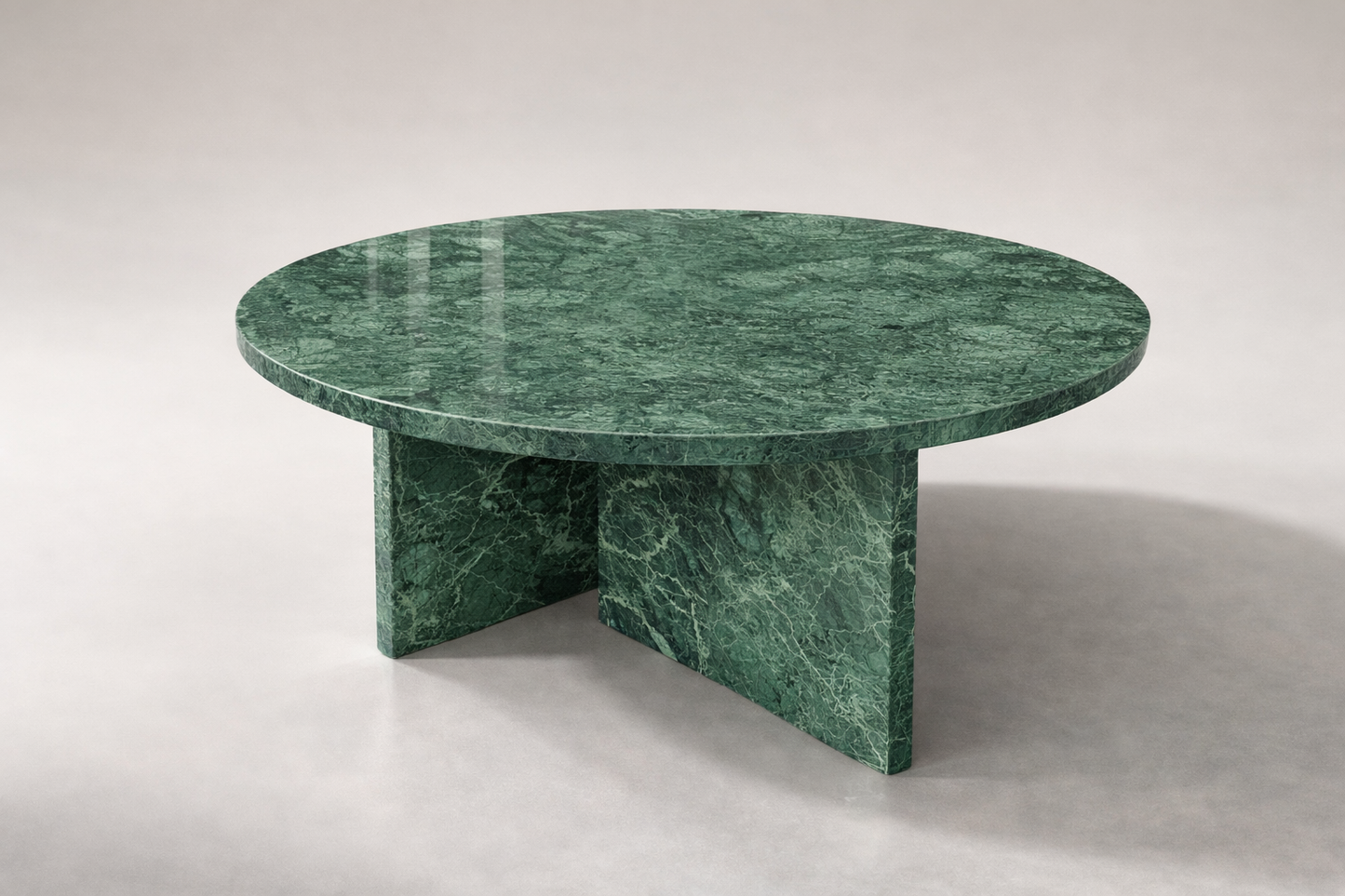 Green marble coffee table on a white background