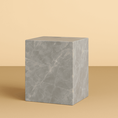 Grey marble cube side table from aurora marble