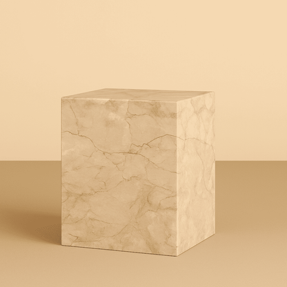Beige marble cube side table from aurora marble