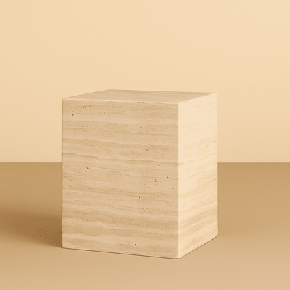 travertine marble cube side table from aurora marble