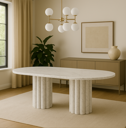 luxury dining table made of marble by aurora marble aegean white marble home decor