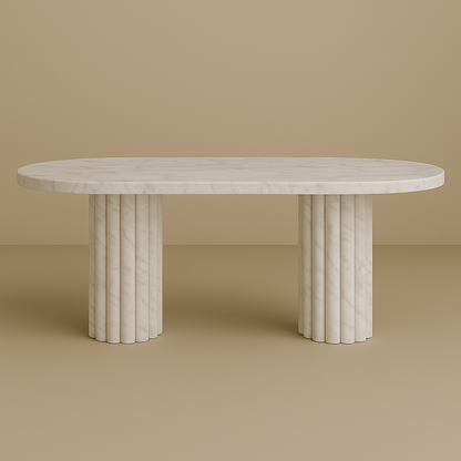 luxury dining table made of marble by aurora marble Aegean White marble home decor