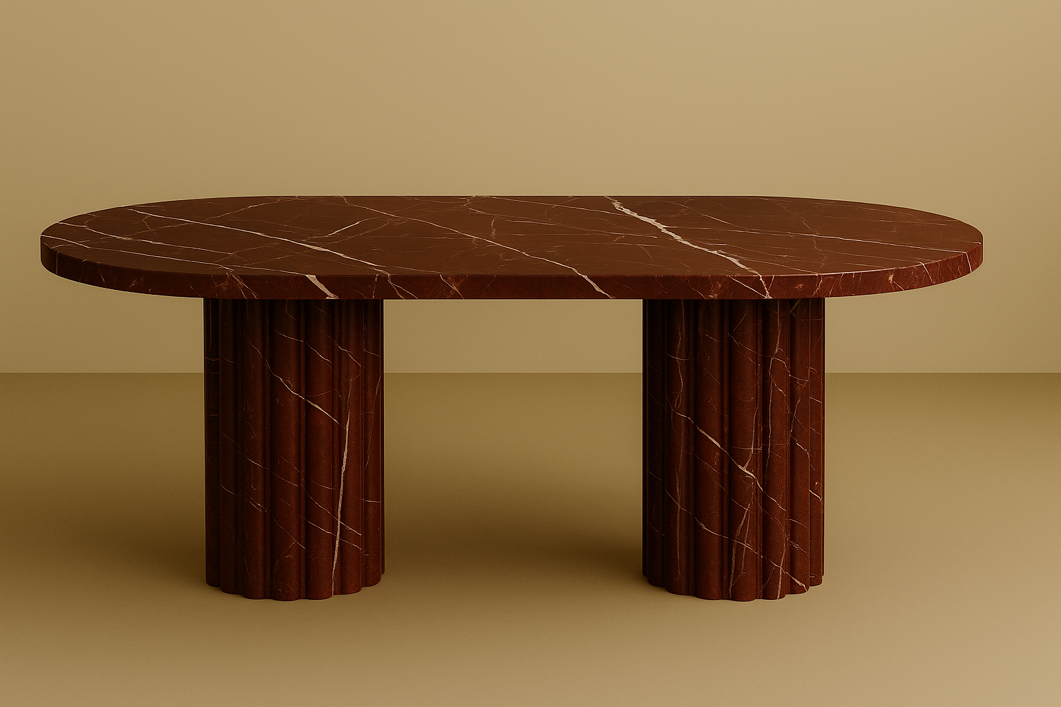 luxury dining table made of marble by aurora marble Rosso Levanto marble home decor