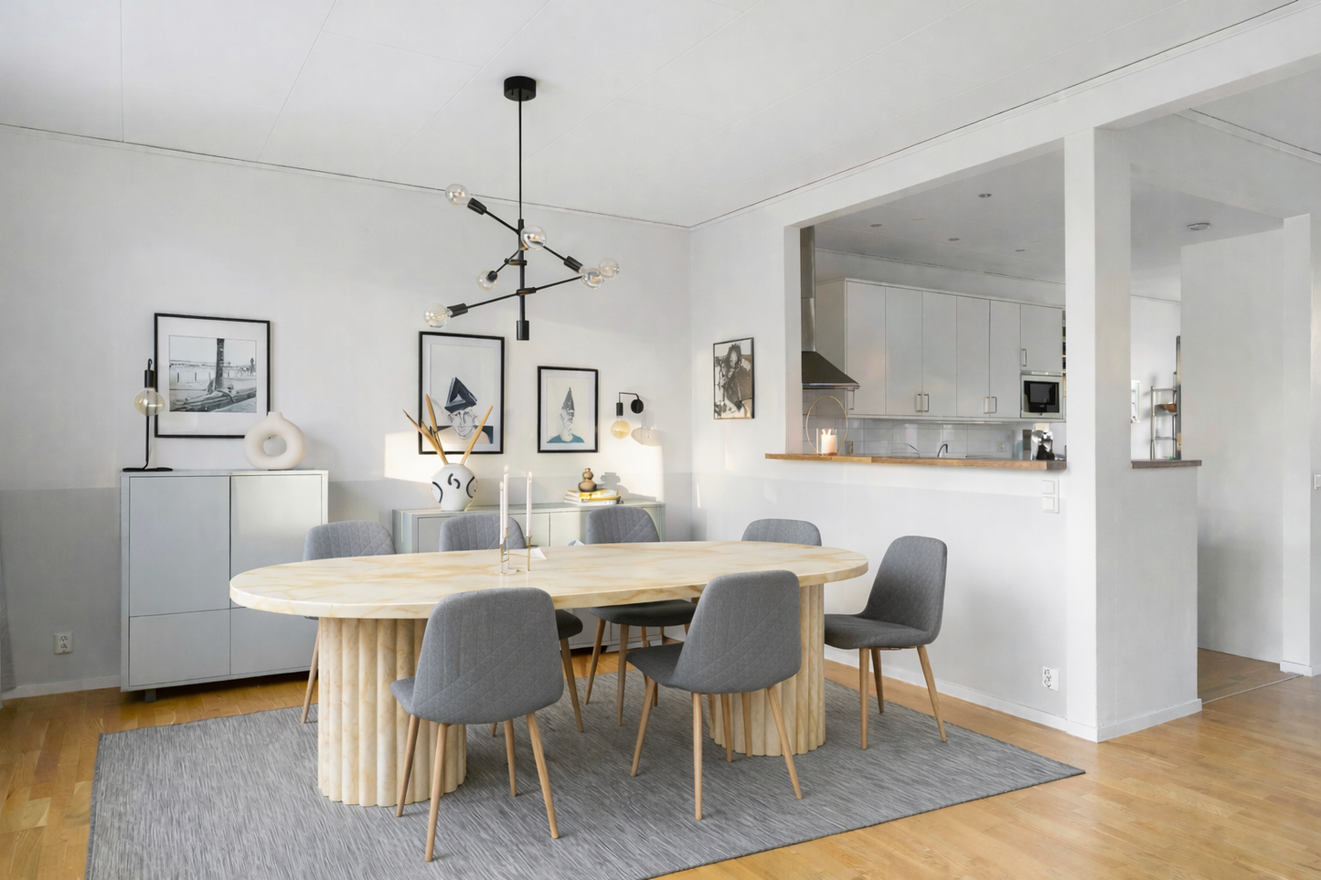 LUND marble dining table in a dining room