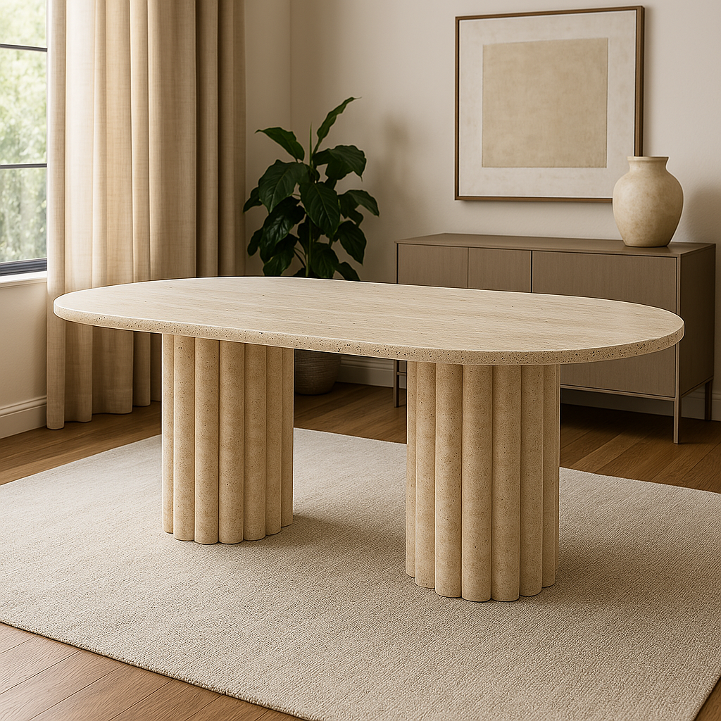 LUND travertine dining table form aurora marble
