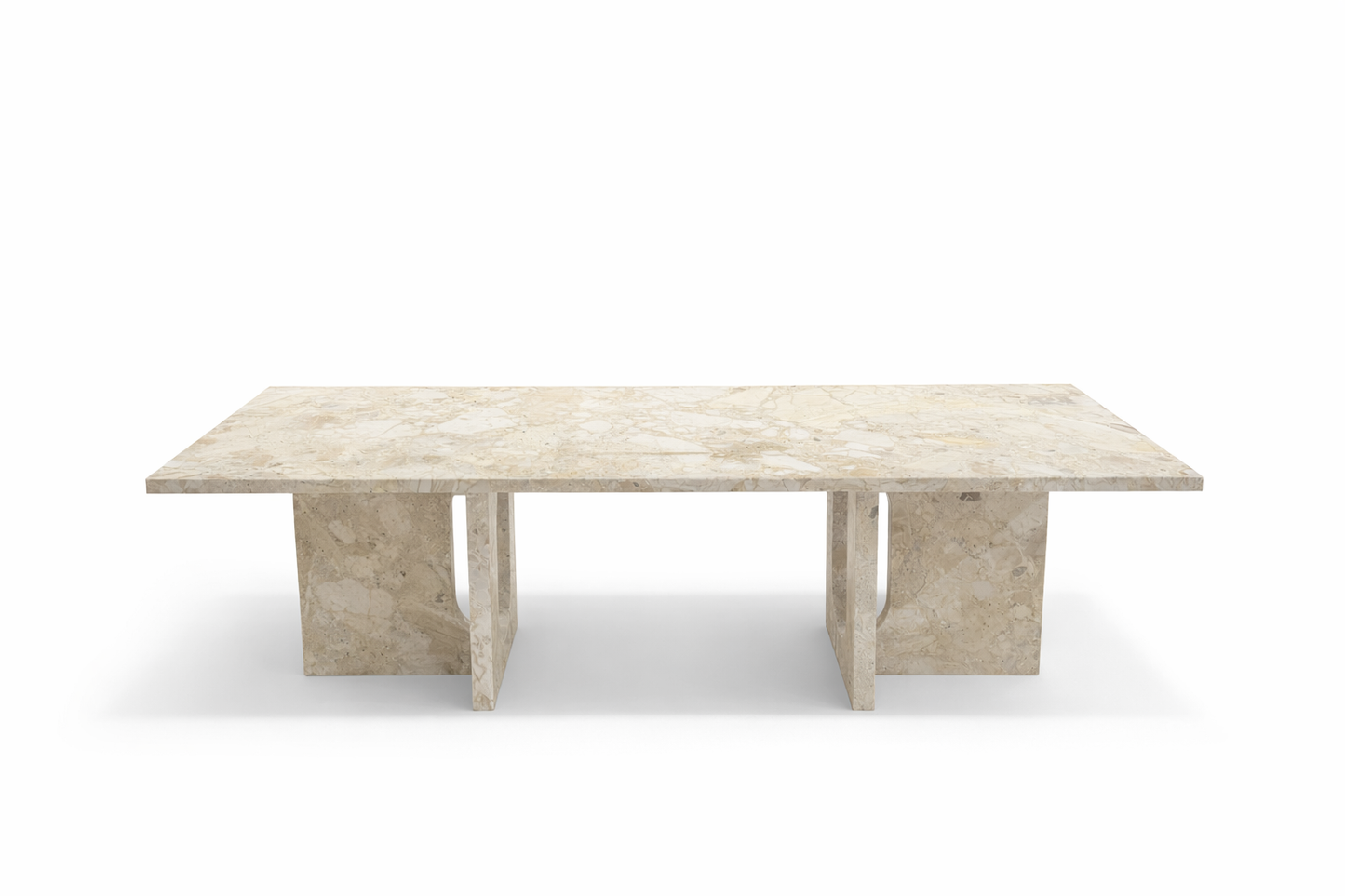 Beige marble coffee table on a white background