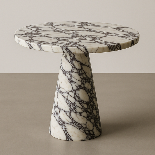 Lunaria calacatta viola marble side table from aurora marble, handmade end table.